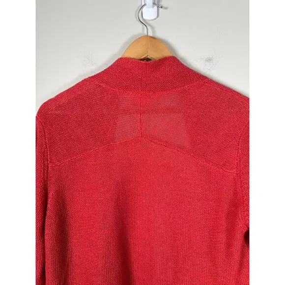 Eileen Fisher Open Cardigan 100% Hemp Red Womens Size Medium Lightweight - Picture 6 of 8